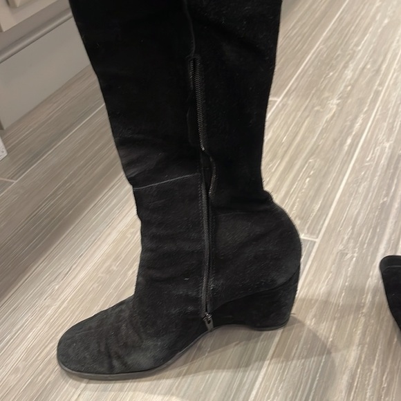 Franco Sarto Black Suede leather knee boots with ankle zip, 7.5 - Picture 4 of 4